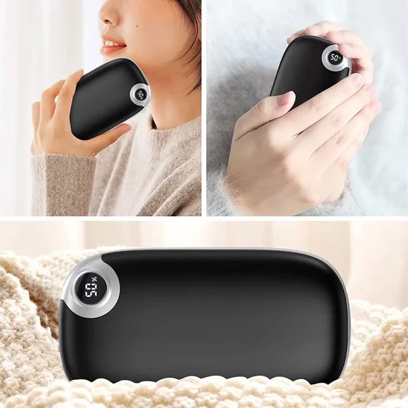Rechargeable 2 in 1 Portable Travel Pocket Hand Warmer and Power Bank Black
